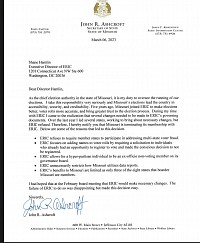 MO SOS letter to Eric as MO leads FL, and WV to leave